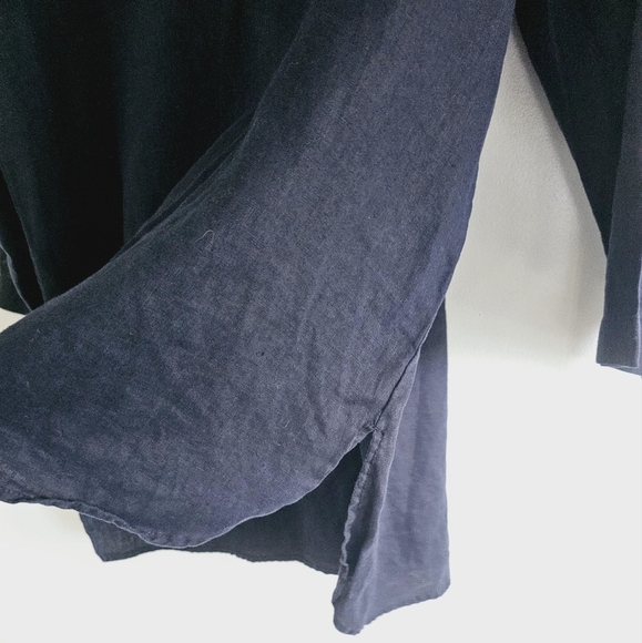 Ellen Tracy 100% Linen Hi-Low Blue Denim Women's Tunic Blouse Size L - Picture 7 of 10